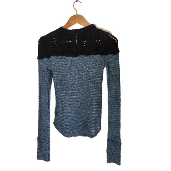 Free People Snowflake ColorBlocked Pointelle Sweater Size XS Women Cotton - Picture 8 of 12